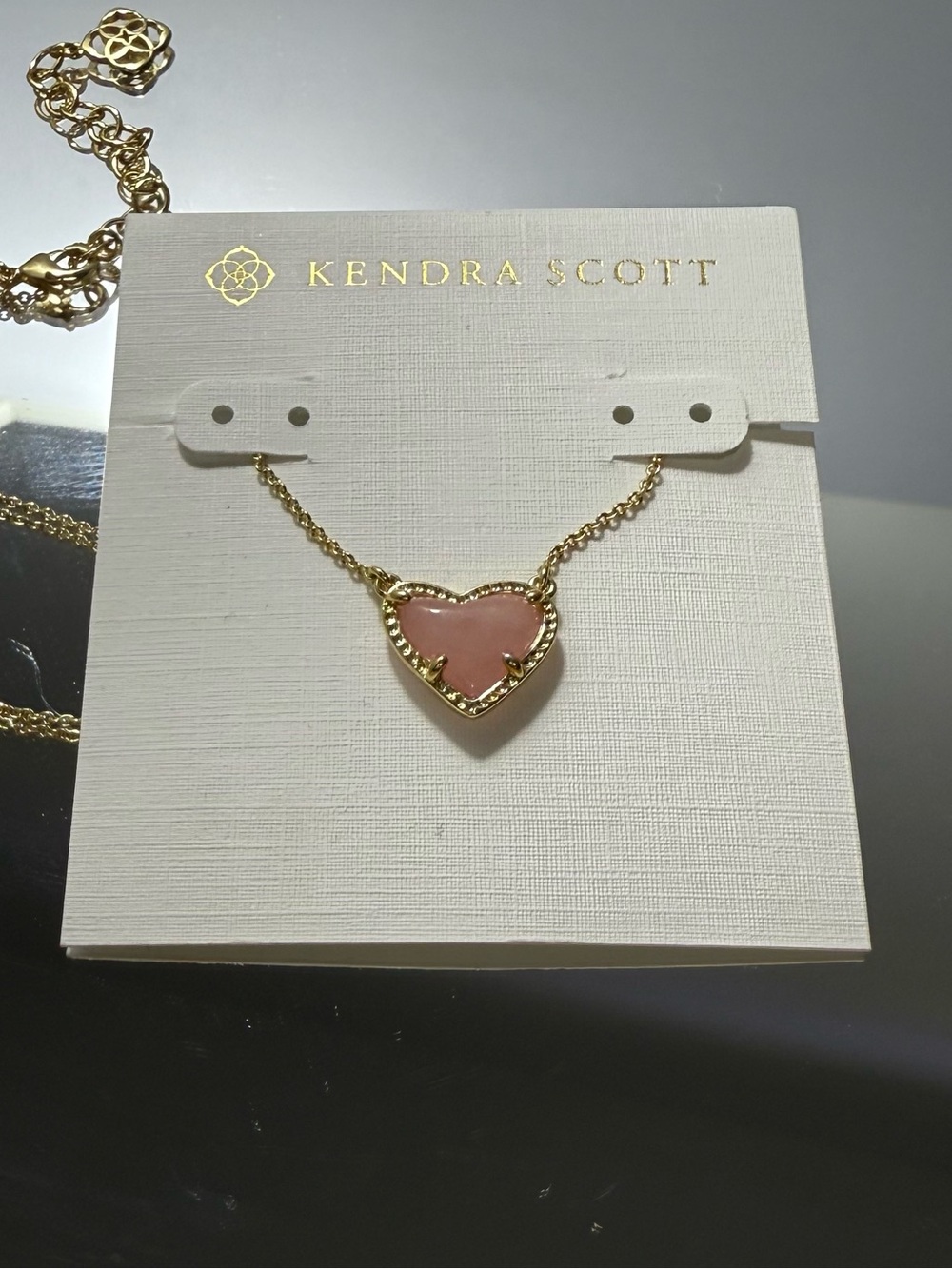 Kendra Scott Gold Necklace with Pink Heart Stone